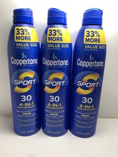 Coppertone Spf 30 Sport 4-In-1 Performance Spray 7.3 oz 3 SEALED Cans