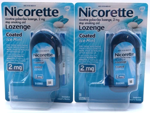 2Pk- Nicorette 2mg Ice Mint Lozenge, 40 Total, Exp. 6/27 & 7/27