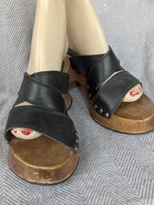 VTG 1980s 90s Candies Original Wood Platform Sandals 3" High Heels Slides Size 8