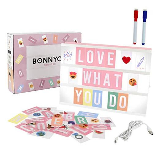 Pink Cinema Light Box with 400 Letters & Emojis & 2 Markers - BONNYCO | Led