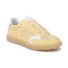 Women's Tastic Lace Up Sneakers Butter Yellow Faux Suede