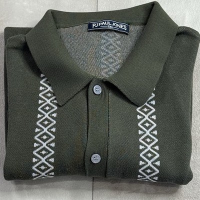 PJ Paul Jones Knit Short Sleeve Button Down Collared Neck Light Sweater Shirt XL