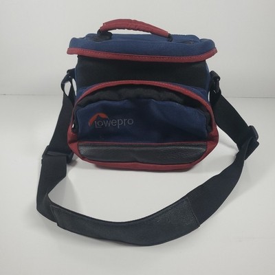 Lowe-Pro Mini Magnum Camera Bag Blue & Red Vintage Shoulder Bag w/ Strap