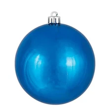 Vickerman N593002DSV Blue Shiny UV Drilled Cap Ball Ornament 12 in.