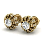 2.5Ct Art Deco Round Lab Created Diamond Wedding 14K Yellow Gold Finish Earrings
