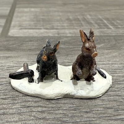 Lemax Figurine Two Rabbits on Snow Woodland Animals Christmas Village Accessory