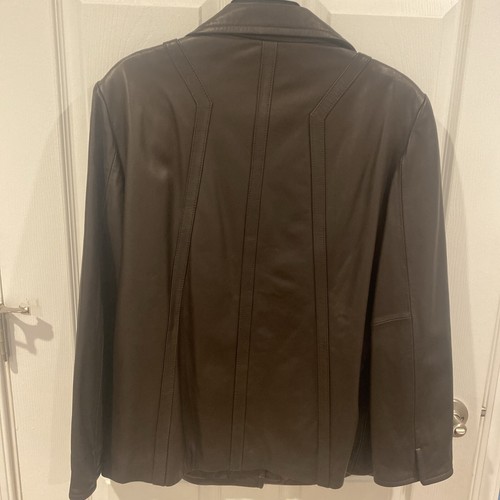 Ellen Tracy Brown Soft Leather Jacket 3 Button Closure Side Pockets Women’s XL - Picture 8 of 14