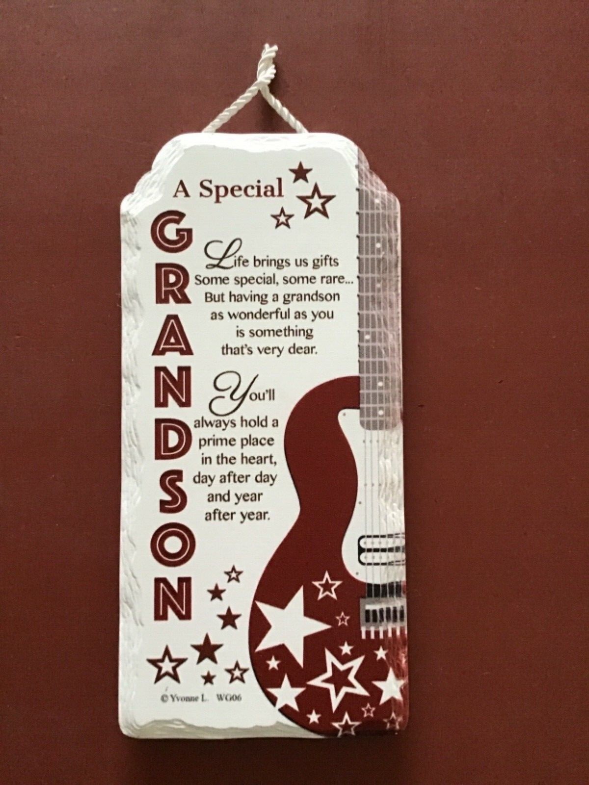 Special grandson porcelain maroon boxed gift hanging standing plaque free p&p