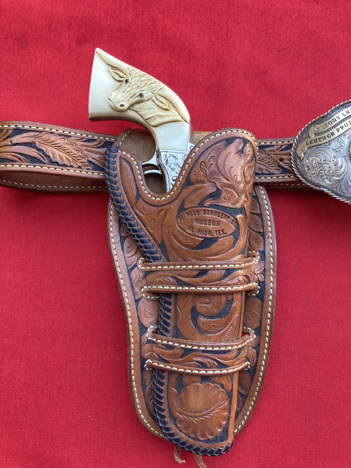 El Paso Saddlery Holster Belt Rig with Sterling & Gold Trophy Buckle eBay