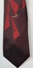 Vintage Rockabilly Wembley Men  s Tie Red Geometric Patterns D-3