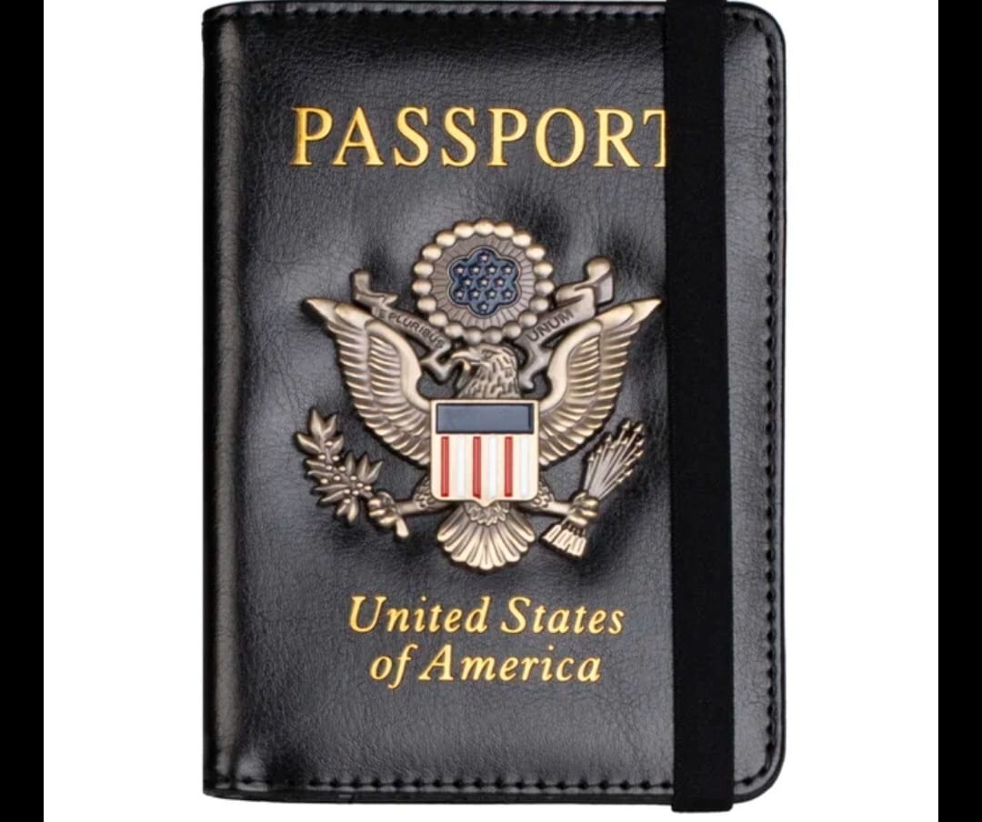 Metal Passport Holder Wallet Cover for Men Women with US Badge ID Slot-image