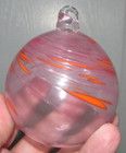 Artisan Hand Blown Swirl Iridescent Witches Ball Christmas Glass Ornament Pink — photo 1