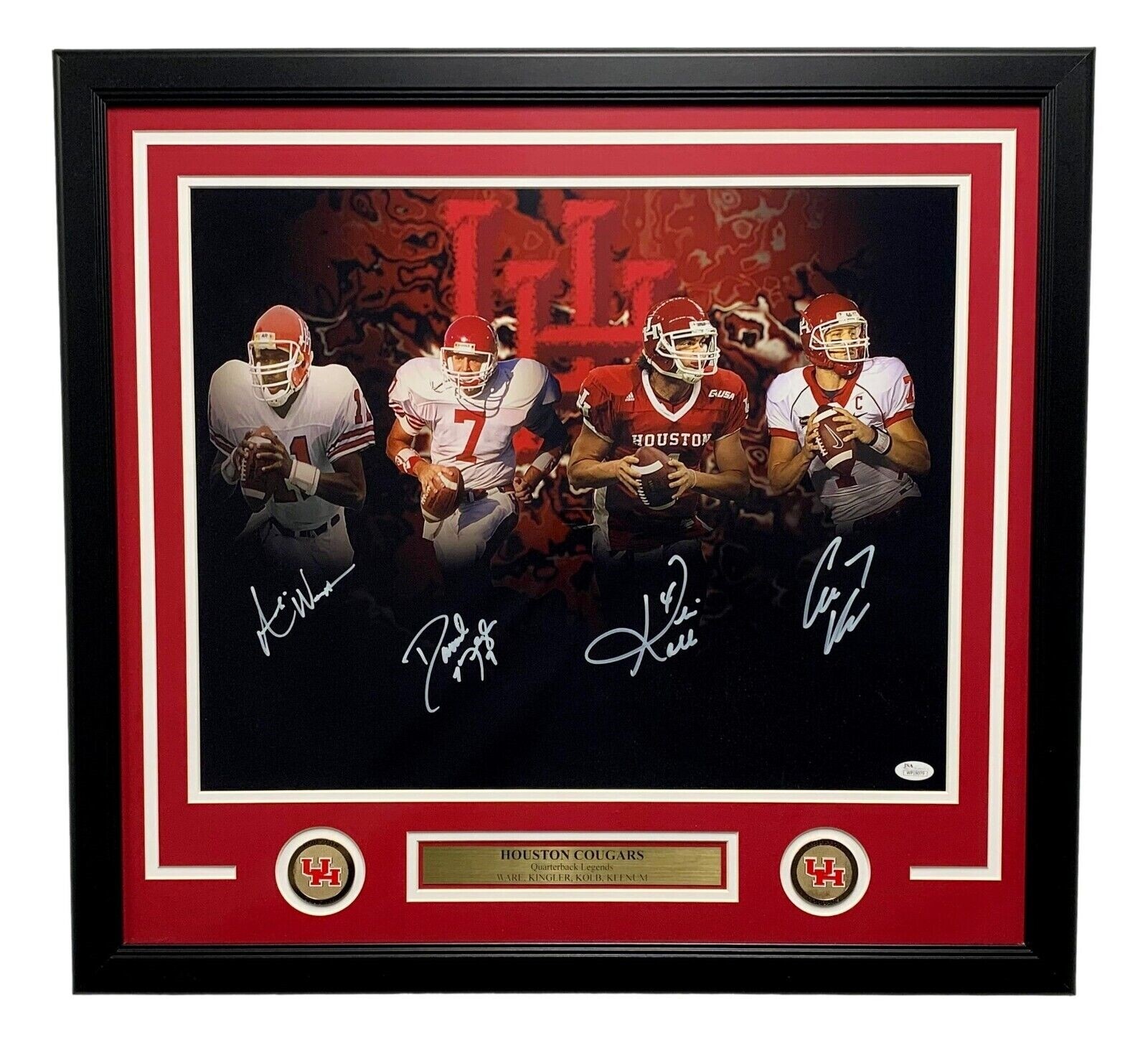 Andre Ware Autographed Signed Houston Cougars Case Keenum Kolb Klinger 16x20 Photo Framed Cougars JSA 
