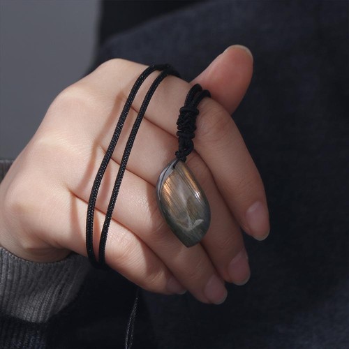 Geometric Shape Crystal Labradorite Pendent Natural Training Stone Travel Gift - Picture 3 of 14