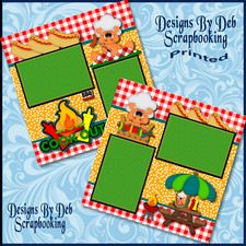 COOKOUT SUMMER BBQ Premade Scrapbook Pages Paper Piecing printed layout DBDS
