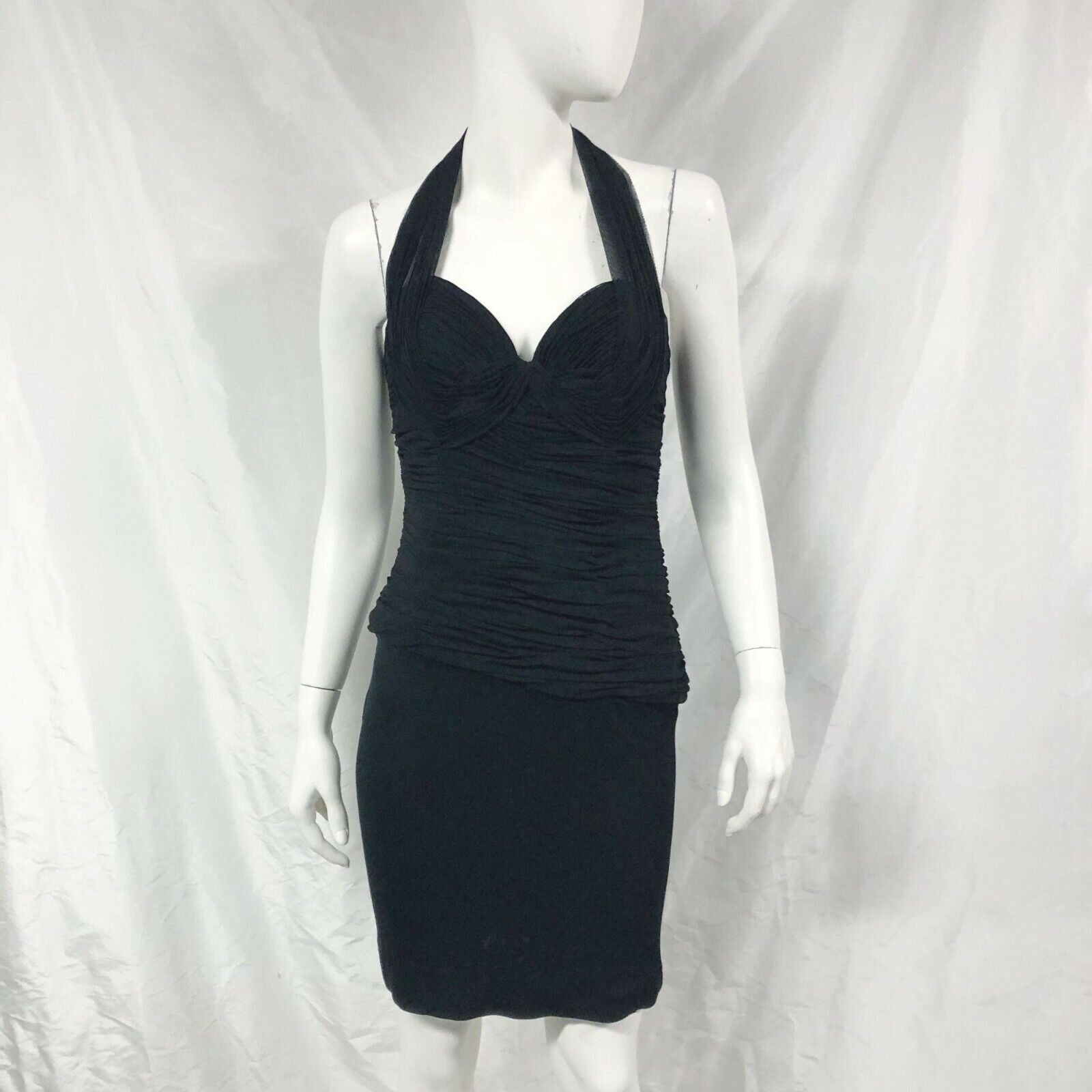 Womens Vintage VICKY TIEL Couture Black Halter Bo… - image 1