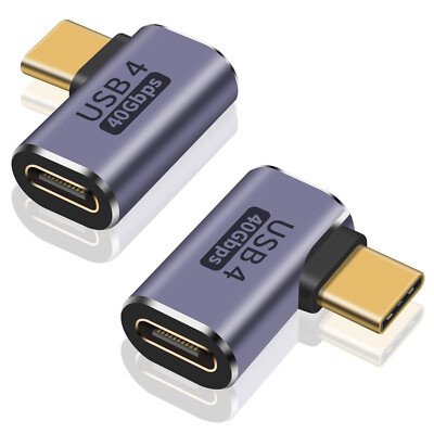 Right Angle USB 4 Type C 40Gbps 8K 100W Charging Adapter Thunderbolt 4/3 Tablet