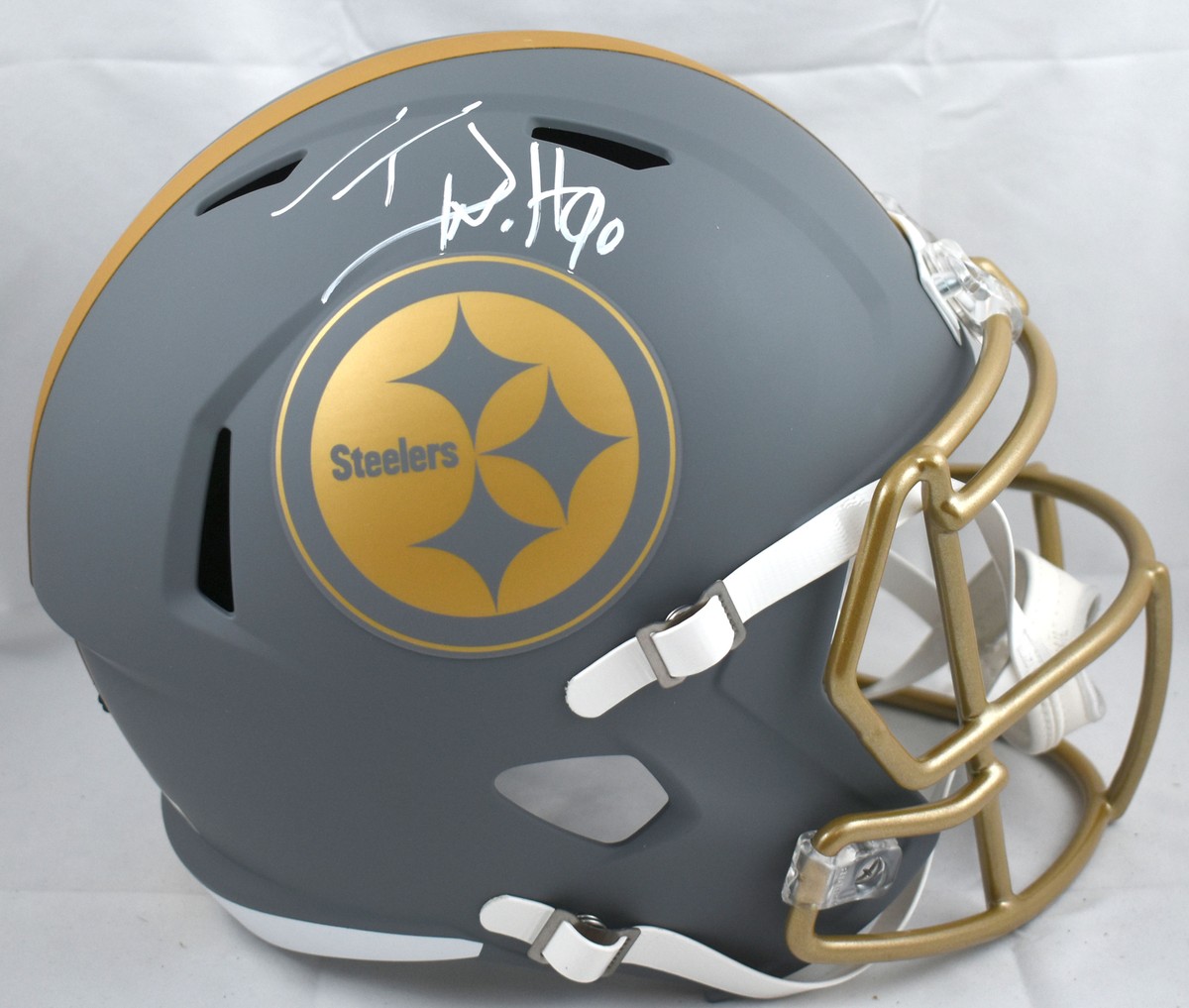 TJ Watt Autographed Pittsburgh Steelers Slate F/S Speed Helmet