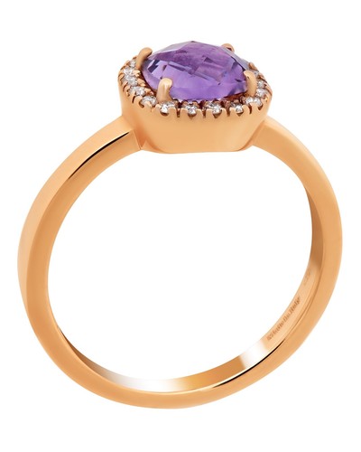 .52CT DIAMOND & AAA AMETHYST 18KT ROSE GOLD 3D CUSHION & ROUND SQUARE LOVE RING - 第 2/3 張圖片