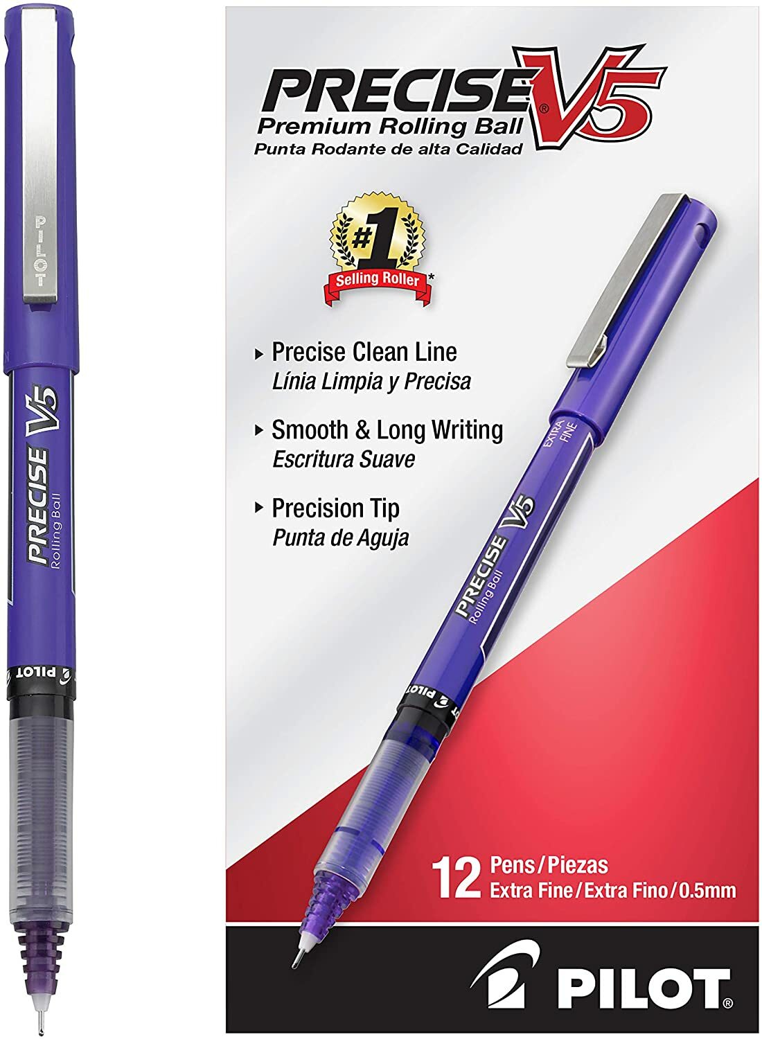 Precise V5 Stick Liquid Ink Rolling Ball Stick Pens, Extra Fine Point (0.5mm) Pu