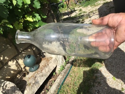 Ancienne Goujonnière Bouteille à Vairons Verre Soufflé Pêche