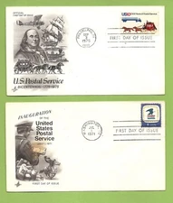 2- FIRST DAY COVERS-- POSTAL SERVICE BICENTENNIAL 1975 + INAUGURATION 1971