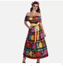 Sugar Skull Beauty Women's Costume for Adults M Day of the Dead Halloween Boho