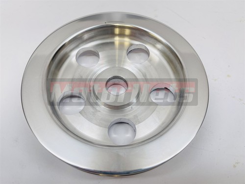 SBC Chevy Polished Aluminum Single Groove Pressfit Power Steering Pulley 3/4" SB - Picture 3 of 3
