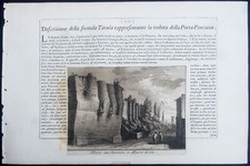 Stampa antica Giuseppe Vasi Muro Torto Via Flaminia roma 1773 veduta