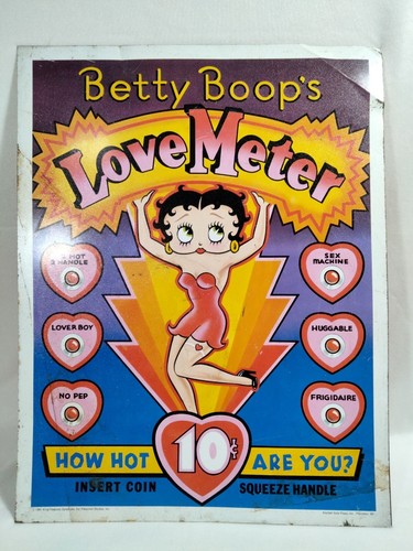 Vintage BETTY BOOP Love Meter Tin Metal Sign Vintage 12" x 16" USA 1991 Cartoon 