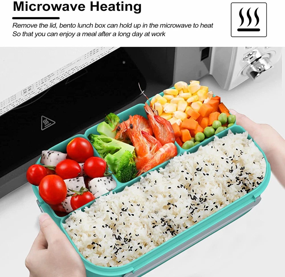 Bento Box Adult Lunch Box 4 Compartments Containers for Adults Kids with Utensil