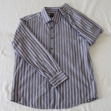 Hugo Boss Shirt Men  s Large Gray Purple Stripe Long Sleeve Button Up