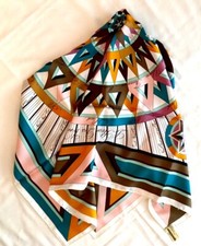 Authentic Hermes Paris, New +Box+Ribbon, silk scarf “LA ROSE DES VENTS”, Metz