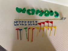 Rare Vintage MP Marx Green Plastic 9 Hole Golf Course W/Bonus Mini Croquet Set