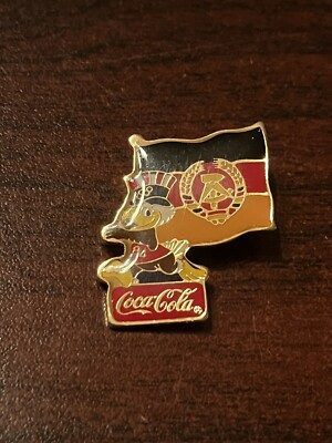 Vintage 1984 LA Olympics Coca Cola Sam Eagle East Germany Flag Lapel Pin