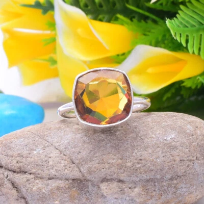 Beliebter Citrin-Topas Edelstein 925 Sterling Silber Handgefertigt Ring - Bild 1 von 4