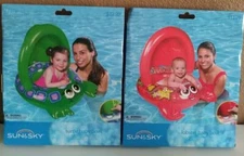 Baby Boat Pool Float Raft w/Removable UPF50 Sunshade 28” Sun & Sky Turtle Lobste