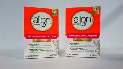 Lot of 2 Align Probiotic Women s Dual Action Supplement 42 Capsules Exp 09/2026