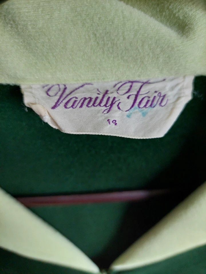Vintage VANITY FAIR House Coat Robe Sz 14 Green And Red Rare - Image 4 of 4