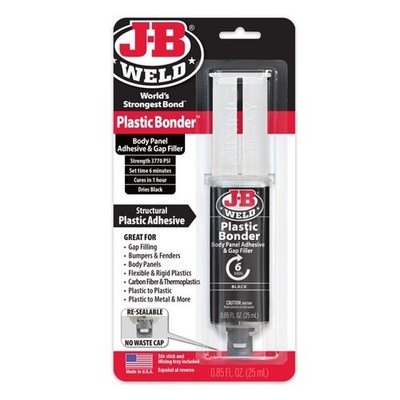 JB Weld Plastic Weld Quick Setting Epoxy Syringe Bonder Repair Glue Black
