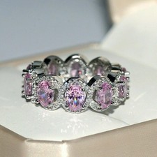 2Ct Oval Lab Created Sapphire Women's Wedding Ring 14K White Gold Plated