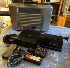 Vintage Sony Video 8 HandyCam CCD-M8u Black 8mm Video Camera Setup