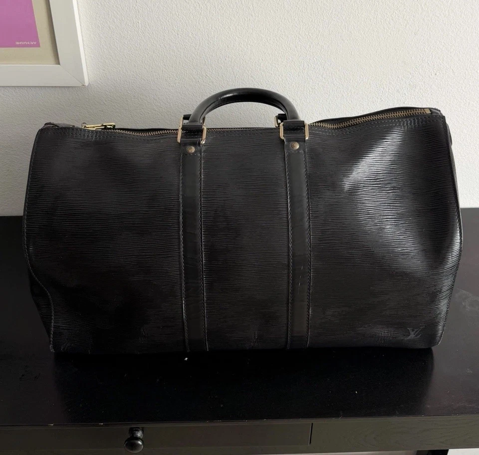 Louis Vuitton Keepall 50 Couro Epi Preto Vintage 1993 França VI0933 Excelente - Imagem 2 de 4