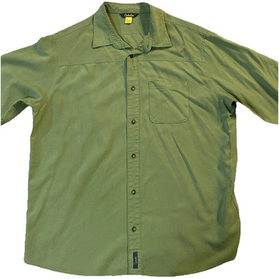 #ad Cabela#x27;s Men#x27;s Button Shirt Lightweight Short Sleeve Solid Green XLT $9.74