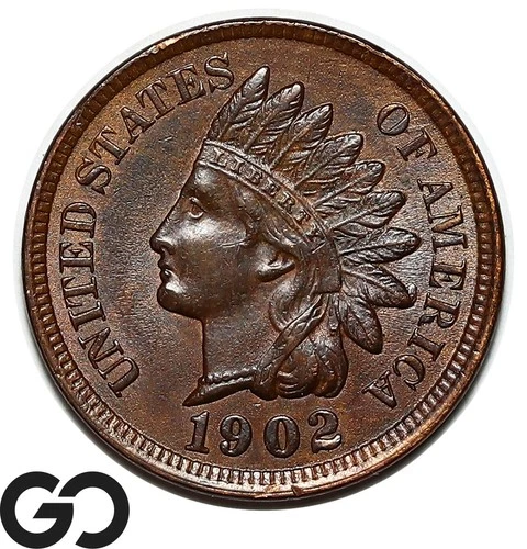 1902 Indian Head Cent Penny, Sharp Gem BU++