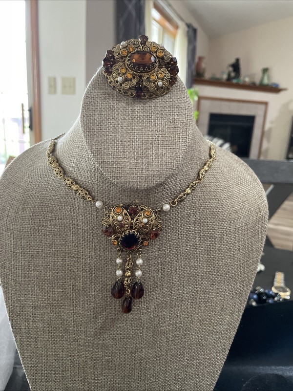 Beautiful Two-Piece Western Germany Marked Decorative Jewelry Set