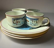 villeroy boch Christmas NAIF winter Dinner Plates / Mugs EUC