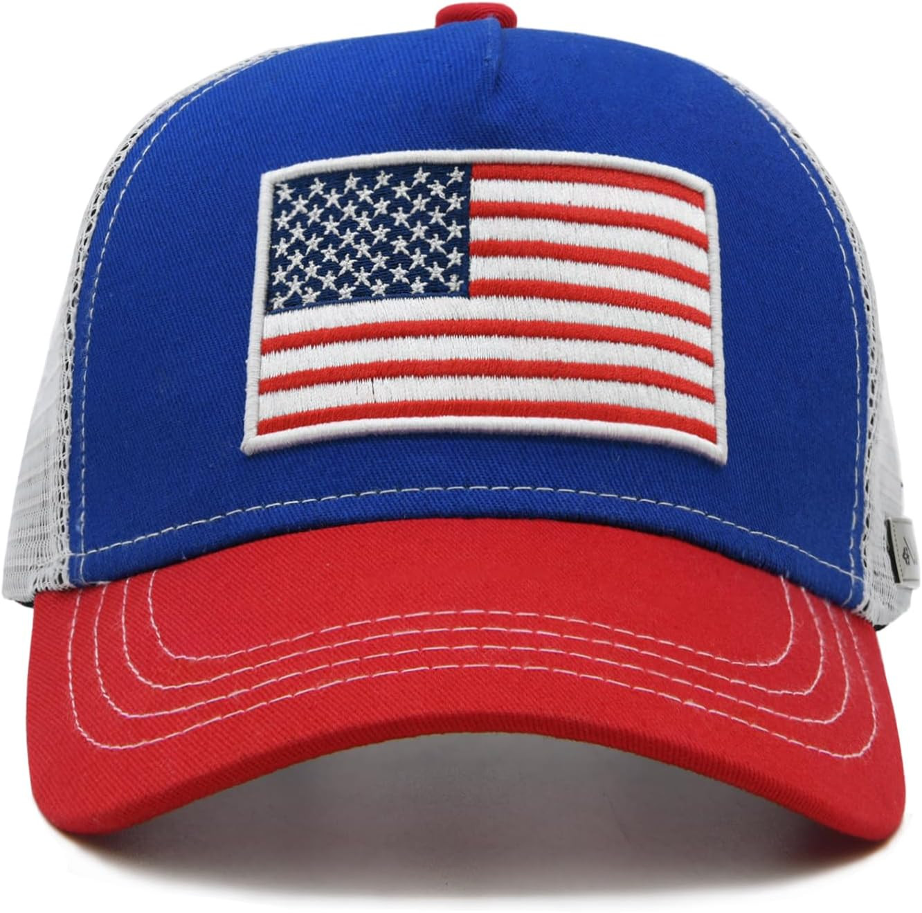 Boys Trucker Hat, Toddler American Flag Snapback Mesh Baseball Caps for Kids Age