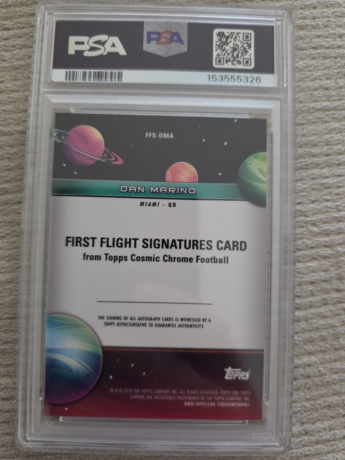 2024 Topps Chrome Cosmic DAN MARINO Auto Orange Galatic 15/25 Dolphins PSA 10  view 3