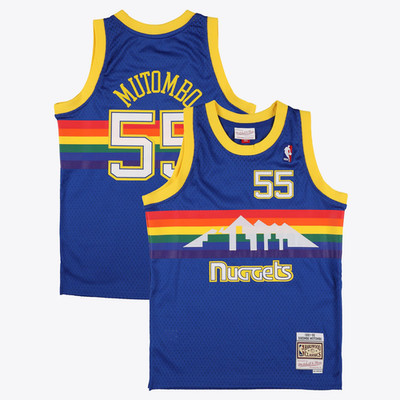Denver Nuggets Kinder Trikot (Größe 10-12y) NBA M&N Road Jersey - Mutombo - Neu